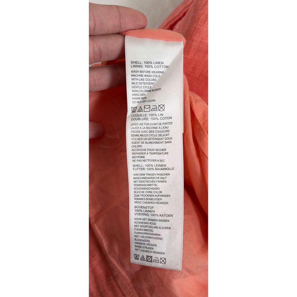 Tommy Bahama 100% Linen Shift Dress Sleeveless Peachy Orange Women’s XS Coastal - Picture 8 of 10